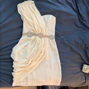 Greek style cocktail dress in cream